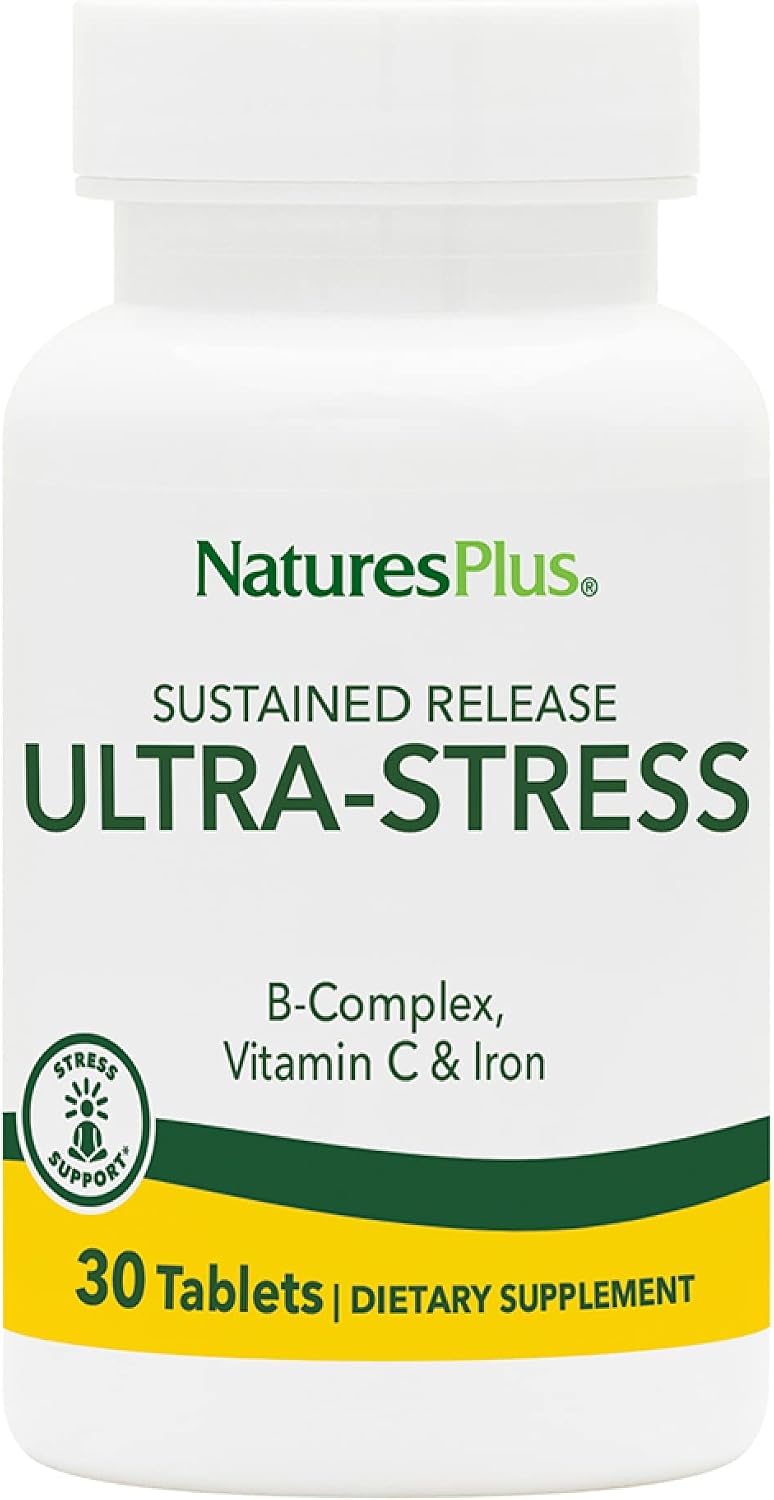 NaturesPlus Ultra-Stress con Hierro, Liberación Sostenida - 30 Comprimidos Vegetarianos