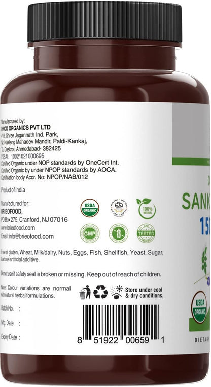 Brieofood Organic Sankhpushpi 1500mg, 90 Comprimidos Vegetarianos – Image 5