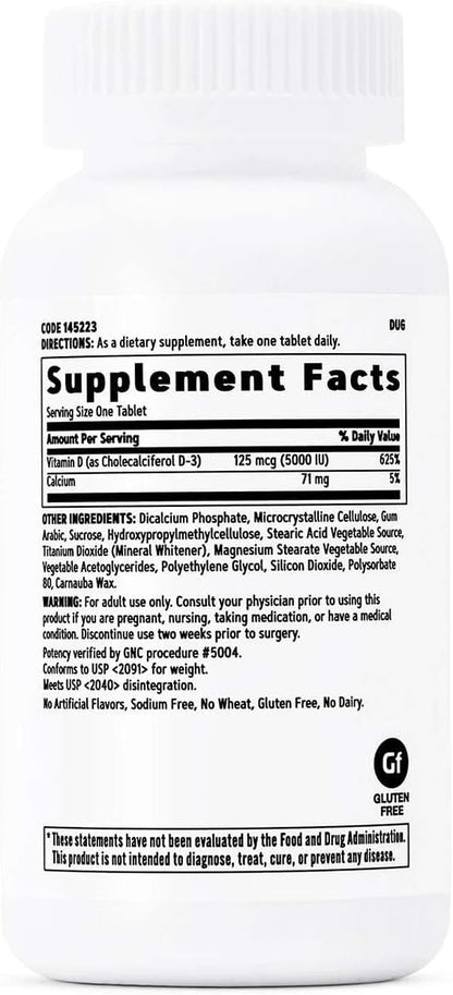 GNC Vitamina D3 125mcg (5000 UI) Suplemento, – Función muscular: La vitamina D contribuye al funcionamiento normal – Image 2
