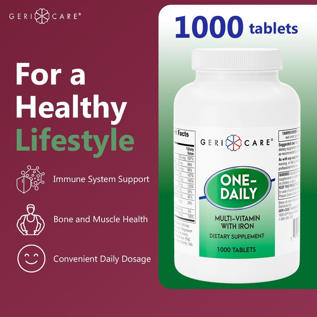 GeriCare One-Daily Multivitamínico con Hierro - 1000 Comprimidos