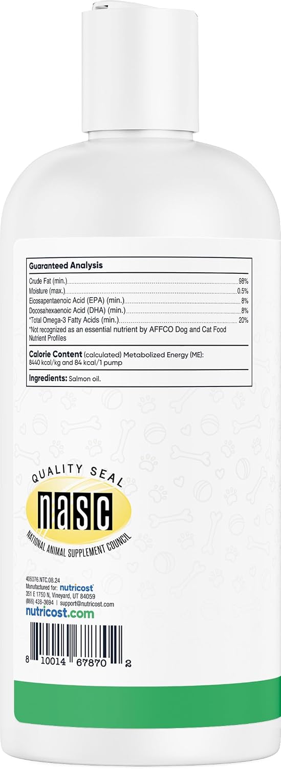 Nutricost Pets Aceite de Salmón Salvaje de Alaska para Perros y Gatos - 946 ml