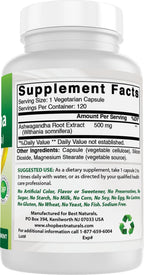 Best Naturals Extracto de Ashwagandha 500 mg - 120 Cápsulas (Pack de 2)