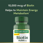 Nature's Bounty Biotina 10,000 mcg, Cápsulas Blandas de Liberación Rápida, 180 Unidades
