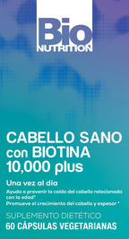 Bio Nutrition Healthy Hair Biotin Vegi-Caps, 60 Cápsulas
