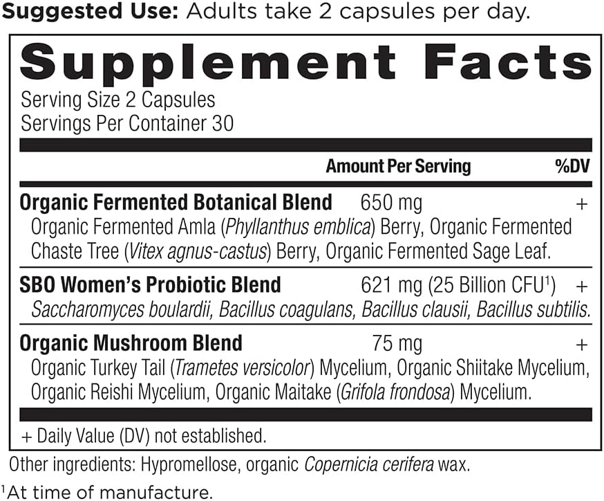 Ancient Nutrition Probióticos para Mujeres, SBO Probióticos 60ct, Apoyo Digestivo e Inmunológico, Alivio de la Hinchazón, Sin Gluten, Mezcla de Superalimentos, 25 Mil Millones UFC*