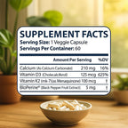 Me First Living Vitamina D3 + K2 MK-7, 125 mcg D3 y 100 mcg K2, con Calcio y BioPerine, Cápsulas Vegetales