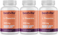 BESTVITE L-Theanine 200mg (360 Cápsulas Vegetarianas) - Sin Estearatos - Vegano - No GMO - Sin Gluten