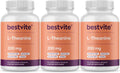 BESTVITE L-Theanine 200mg (360 Cápsulas Vegetarianas) - Sin Estearatos, Vegano, No OGM, Sin Gluten