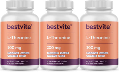 BESTVITE L-Theanine 200mg (360 Cápsulas Vegetarianas) - Sin Estearatos, Vegano, No OGM, Sin Gluten – Image 1
