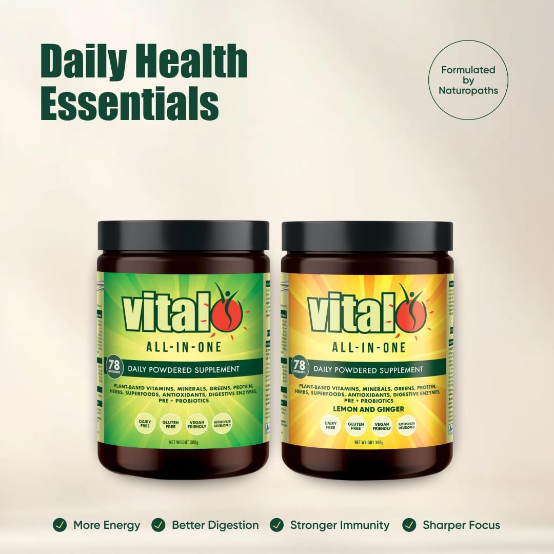Vital All-in-One Daily Powdered Supplement - Super Greens en Polvo con Probióticos y Antioxidantes - 4.23 oz (12 Porciones)