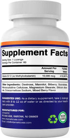 Vitamatic Vitamina B12 Metilcobalamina 10,000 mcg, 60 Comprimidos (Paquete de 2)