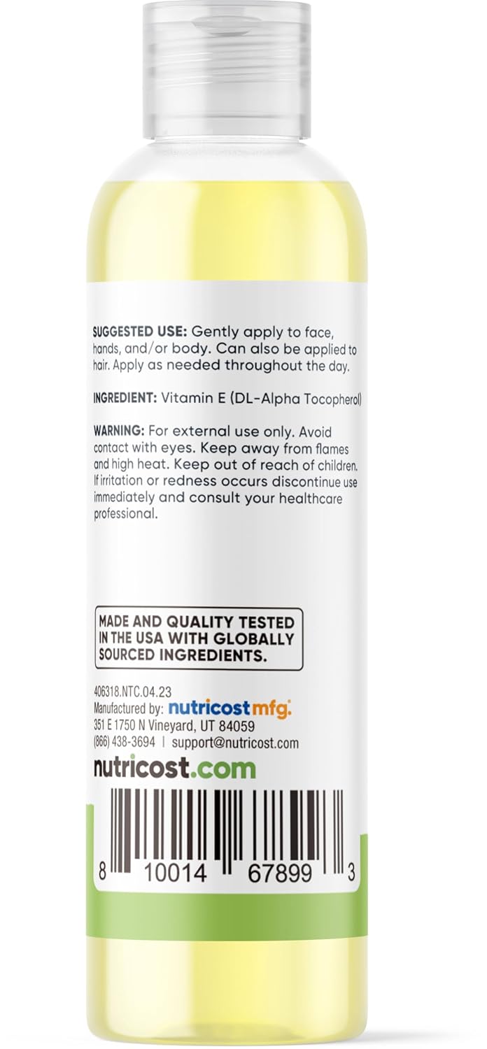 Nutricost Essentials Aceite de Vitamina E (8 Onzas / 230.000 UI) | Aceite de Vitamina E para Piel, Cabello y Uñas