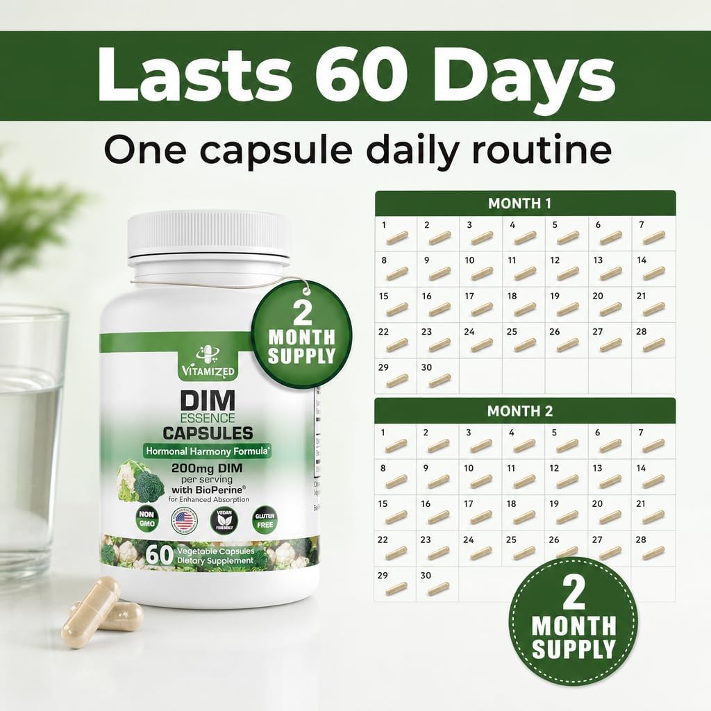DIM 200mg con Bioperina – Apoyo hormonal y salud de la piel (2 meses)