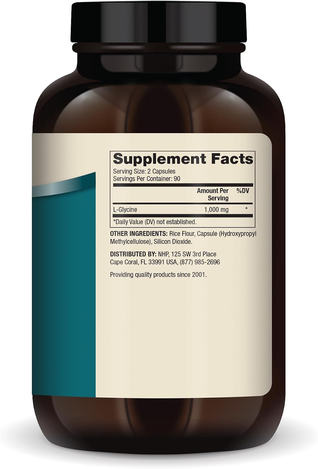 Dr. Mercola L-Glicina - Suplemento de aminoácido - 180 Cápsulas (90 porciones)