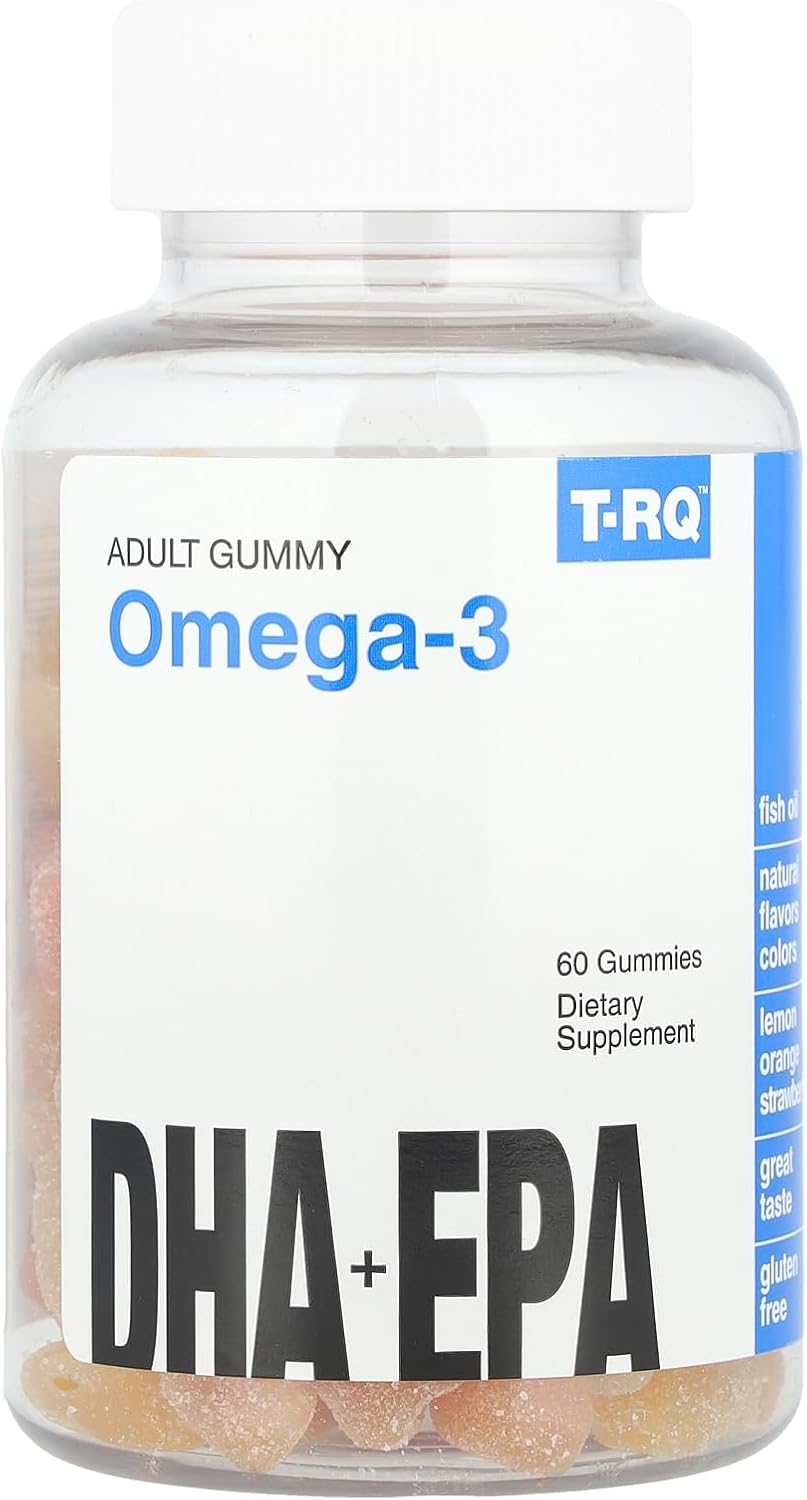 T.RQ Gominolas para Pelo, Piel y Uñas, Sabor Fresa Natural, 60 unidades