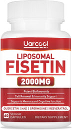 Uarcool Fisetin 2000mg – Suplemento para Envejecimiento Saludable y Salud Cerebral, 60 Cápsulas