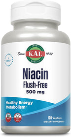 KAL Niacina 500mg Sin Enrojecimiento - Vitamina B3 Vegana - 60 Cápsulas