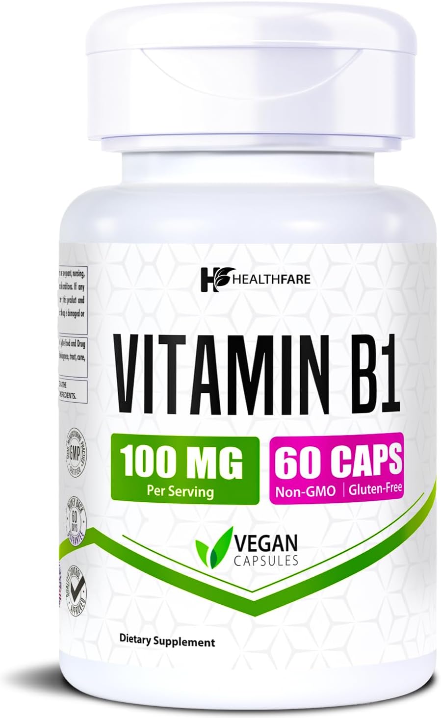 Healthfare Vitamina B1 100mg | 60 Cápsulas | Suplemento de Tiamina