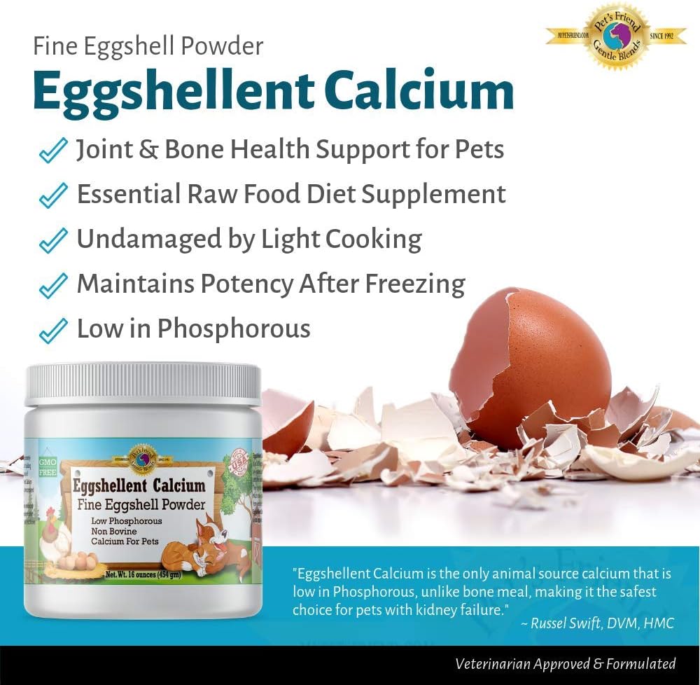 Eggshellent Calcium - Polvo de cáscara de huevo para perros y gatos - 454 g