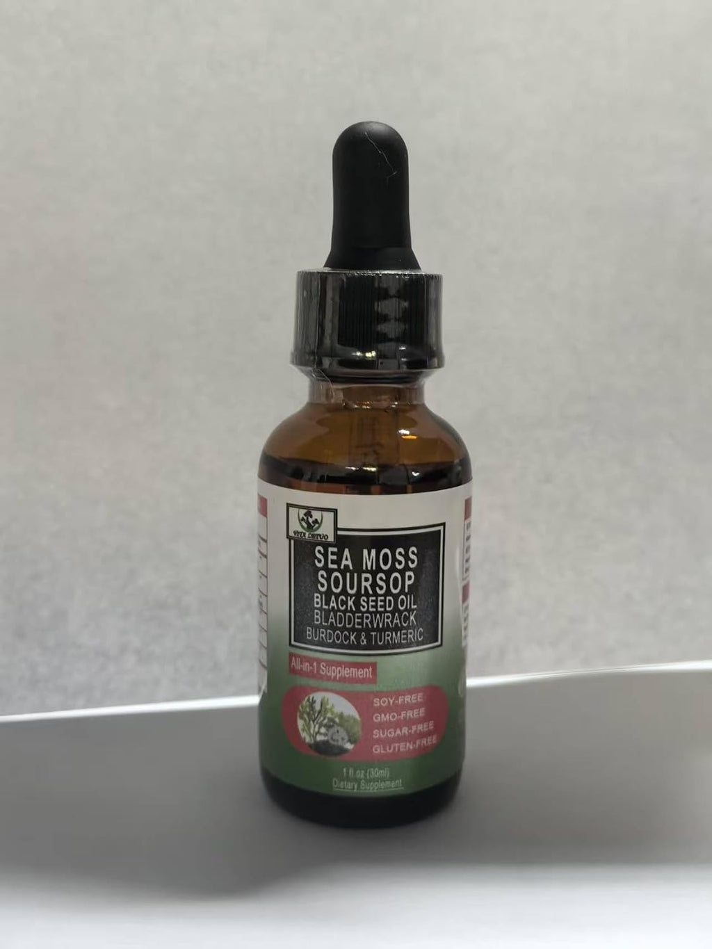 Sea Moss con Aceite de Semilla Negra y Soursop - Gotas Líquidas Multimineral y Vitaminas - Suplemento Superfood Orgánico No-GMO