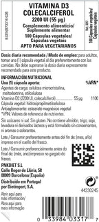Solgar Vitamin D3 (Cholecalciferol) 55 mcg (2200 IU), 100 Vegetable Capsules