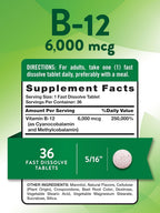 Nature's Truth Vitamina B12 6000 mcg, Comprimidos de Disolución Rápida, Sabor Natural a Bayas