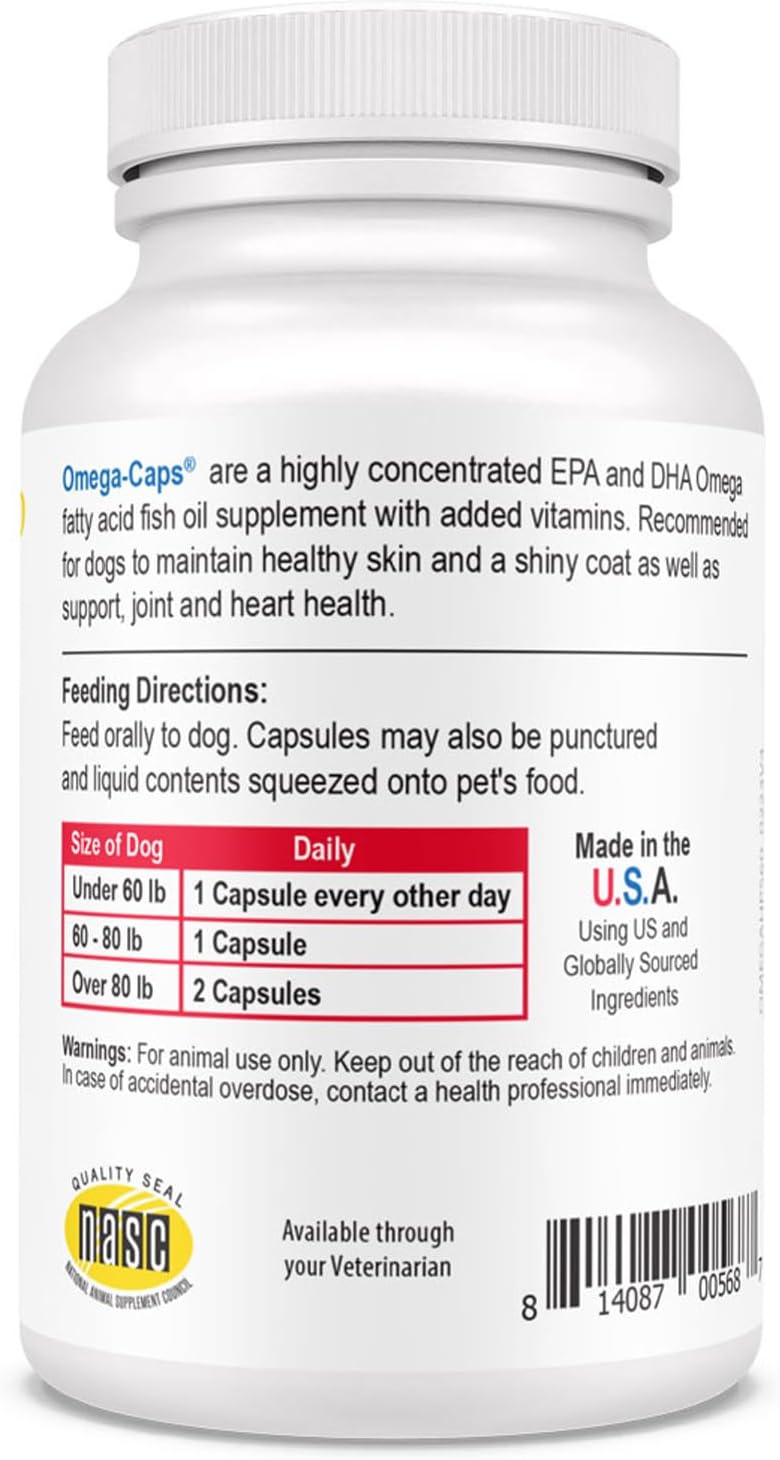 Omega-Caps HP Snip Tips - Aceite de pescado con omega 3, EPA y DHA para gatos y perros pequeños - 60 cápsulas