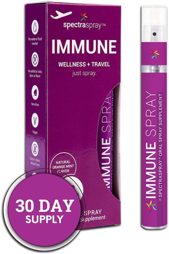 Spectraspray Immune Support Spray Vitamínico Líquido - Vitaminas C, E, Zinc y L-Lisina, 30 Días