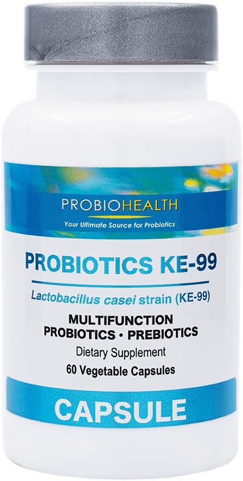 Probiohealth: Probióticos 6 mil millones UFC, para hombres y mujeres, Lactobacillus casei KE-99, FOS, Trehalosa, 60 cápsulas vegetarianas