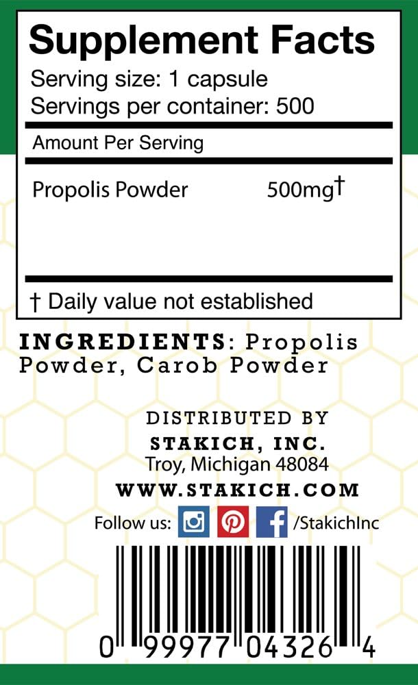 Stakich Propolis Capsules - 500 mg, 500 Capsules