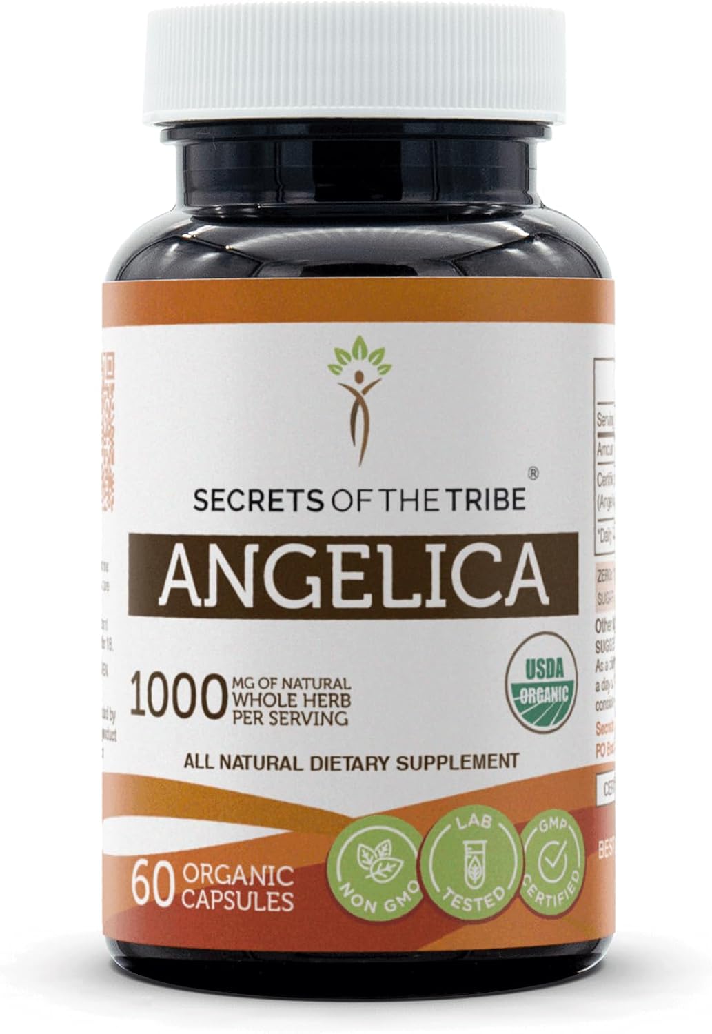 Secrets of the Tribe Cápsulas de Angélica Ecológicas USDA | Angélica archangelica Raíz Seca (120 Cápsulas)