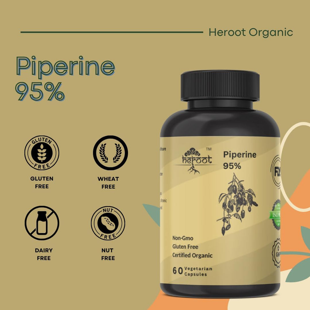Heroot Piperina 95% (Piper Nigrum) 500 mg, 120 Cápsulas