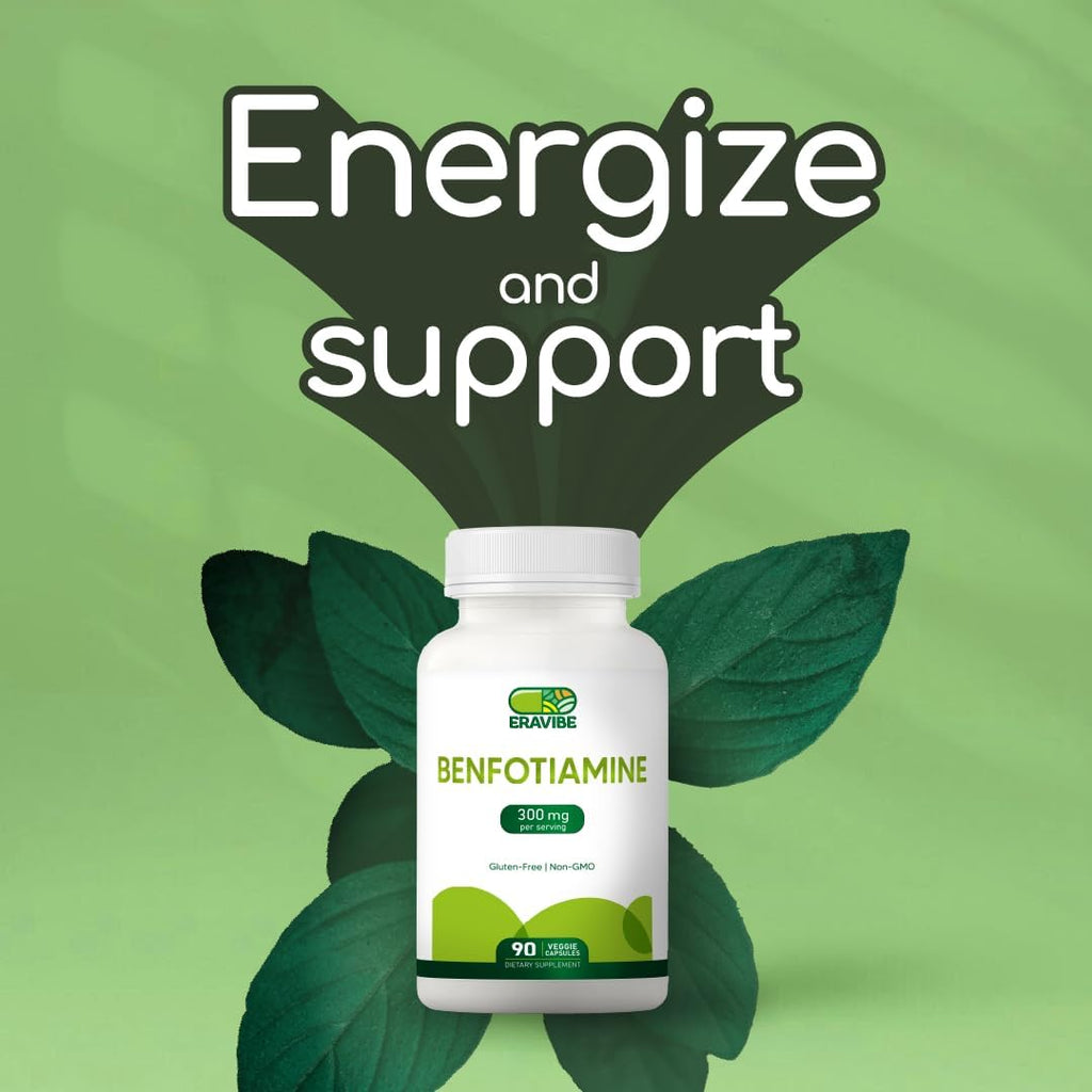 Benfotiamina 300 mg Cápsulas Vegetales – 90 Cápsulas – Sin Gluten, No GMO – ERAVIBE