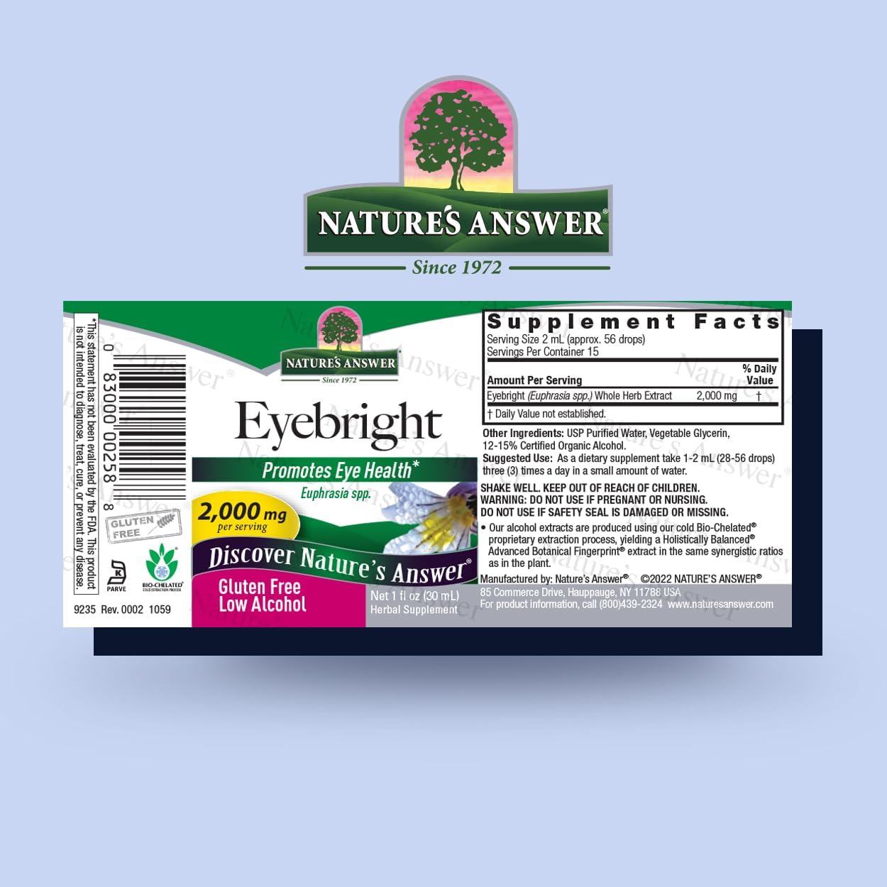 Nature's Answer Eyebright Herb con Alcohol Orgánico - 30 ml (1 fl oz)