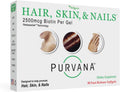 Wellgenix Purvana Hair, Skin & Nails Supplement - 2500mcg Biotin with MSM and B Complex - 30 Softgels
