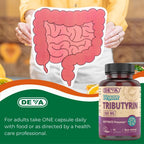 DEVA Vegan Tributirato 500 mg - 90 Cápsulas - Precurso de Butirato para la Salud Intestinal