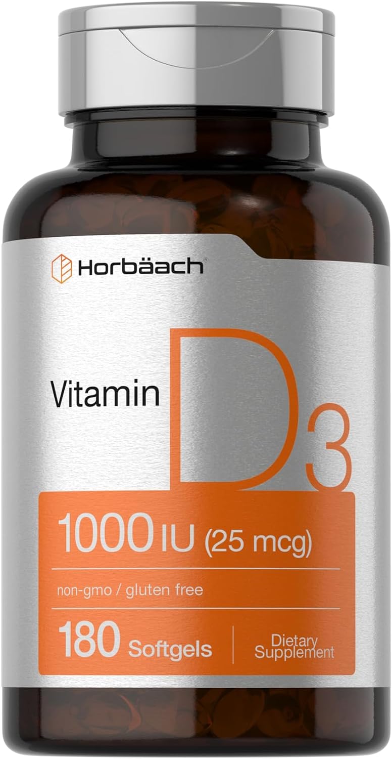 Horbäach Vitamina D3 1000IU (25mcg) Softgels - 180 Cápsulas