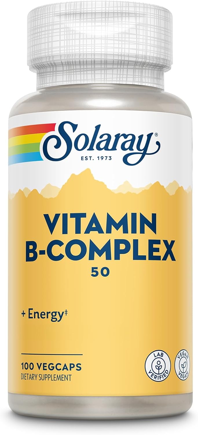 Solaray B-Complex 50 mg - Cellular Energy and Metabolism Support, Vegan, 50 Capsules