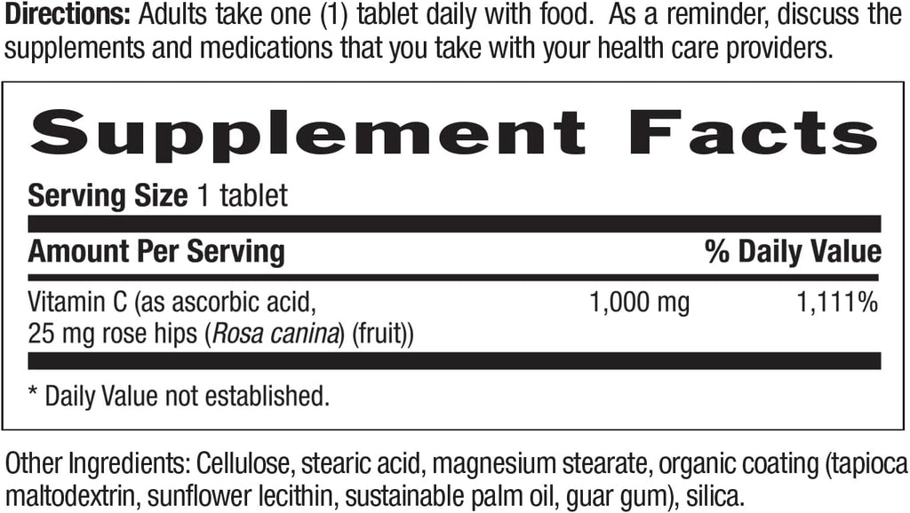 Country Life Vitamina C 1000 mg con Escaramujo – Liberación Prolongada – 90 Comprimidos