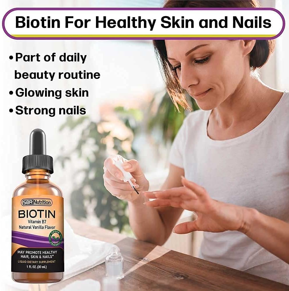 SBR Nutrition Gotas Líquidas de Biotina, 5000mcg por Dosis (60 Dosis) 30ml - Vainilla