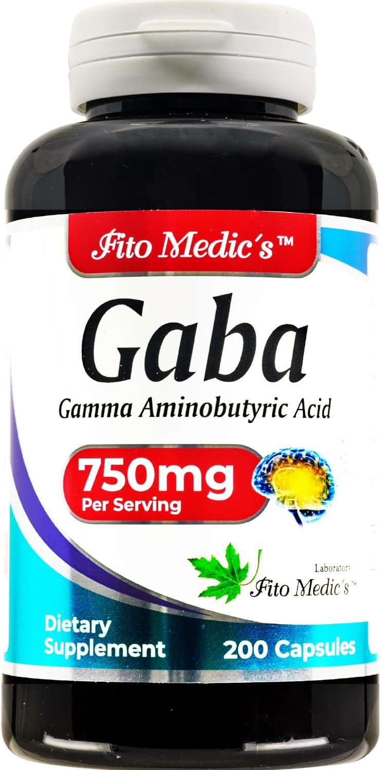 GABA Cápsulas - 750 mg por Ración - 200 Cápsulas - Complemento Alimenticio