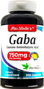 GABA Cápsulas - 750 mg por Ración - 200 Cápsulas - Complemento Alimenticio
