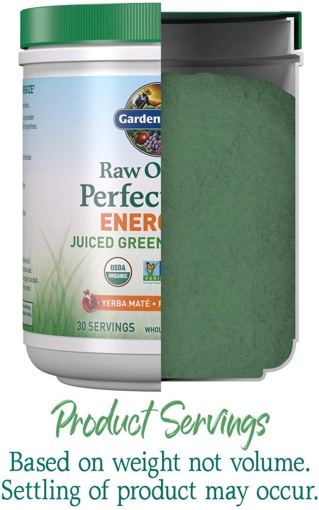 Garden of Life Raw Organic Perfect Food Energizer - Superfood Verde en Polvo Sabor Granada y Yerba Mate, 30 Raciones
