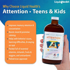 LIQUIDHEALTH Attention, Multivitamínico Líquido para Niños y Adolescentes - Sabor Mango-Mandarina, Vegano, Sin Azúcar (Pack de 2)