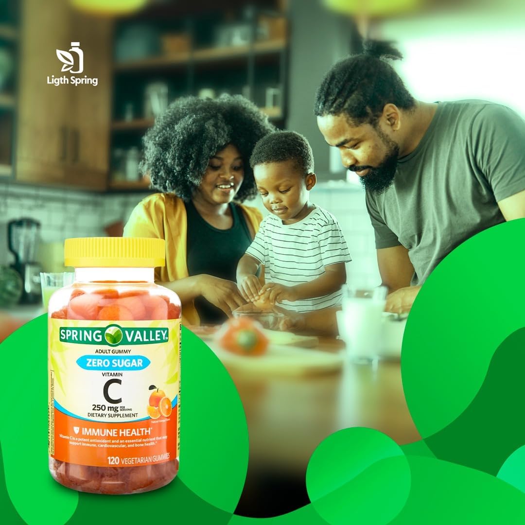 LightSpring Gominolas de Vitamina C Sin Azúcar, 250 mg, 120 uds