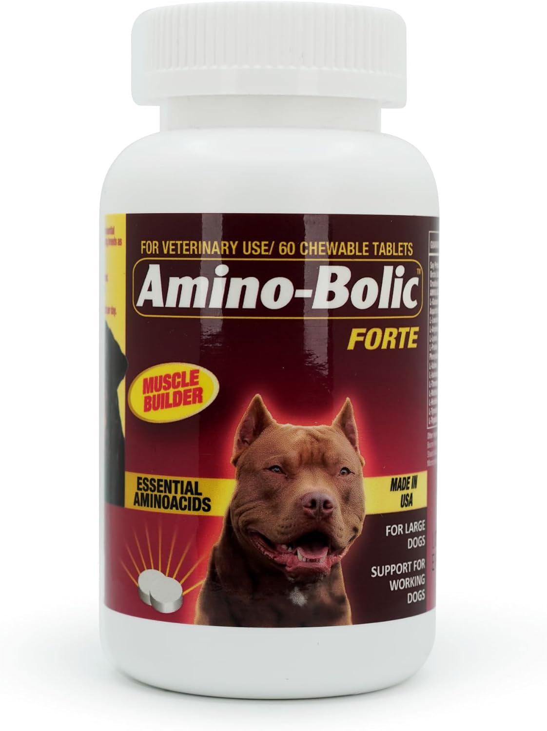 Amino-Bolic Forte Suplemento Nutricional para Perros de Trabajo - 60 Comprimidos Masticables Sabor Bacon