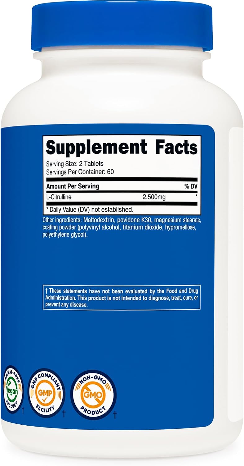 Nutricost L-Citrulina 2500mg por dosis - 120 Comprimidos (60 dosis)