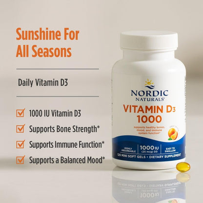 Vitamina D3 1000 UI de Nordic Naturals - 120 mini cápsulas blandas sabor naranja – Image 3