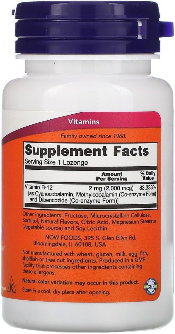 NOW Foods B-12 2000 mcg, 100 Pastillas