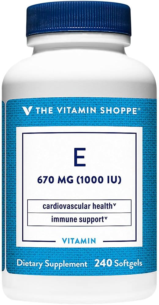 The Vitamin Shoppe Vitamina E 1000 UI - Suplemento Antioxidante para la Salud de la Piel y la Función Inmunitaria (120 Softgels)